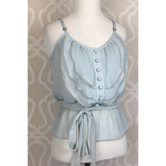 H&M Tops - Classic Ice Blue Tiered Chiffon Top